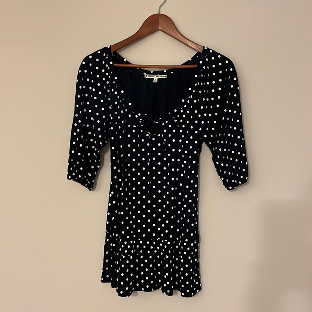Black Top with White Polka Dots